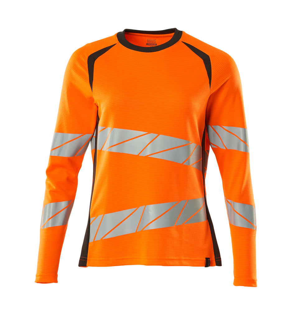 Mascot Accelerate Safe Ladies Fit Long-Sleeved T-shirt #colour_hi-vis-orange-dark-anthracite