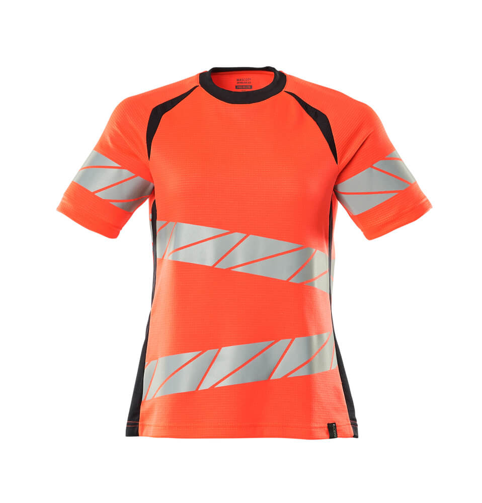 Mascot Accelerate Safe Ladies Fit T-shirt #colour_hi-vis-red-dark-navy