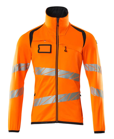 Mascot Accelerate Safe Microfleece jacket with Zip #colour_hi-vis-orange-dark-navy