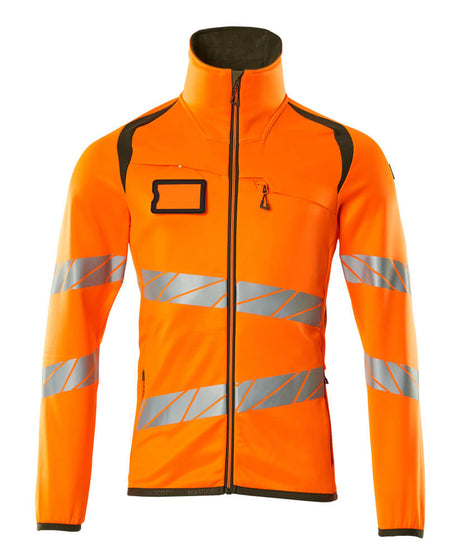 Mascot Accelerate Safe Microfleece jacket with Zip #colour_hi-vis-orange-moss-green