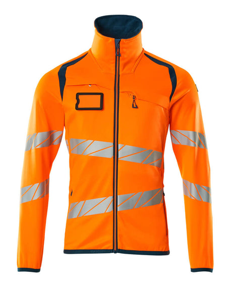 Mascot Accelerate Safe Microfleece jacket with Zip #colour_hi-vis-orange-dark-petroleum