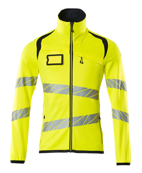 Mascot Accelerate Safe Microfleece jacket with Zip #colour_hi-vis-yellow-dark-navy