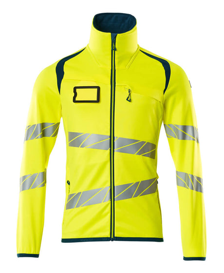 Mascot Accelerate Safe Microfleece jacket with Zip #colour_hi-vis-yellow-dark-petroleum