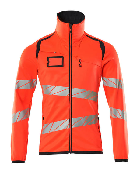 Mascot Accelerate Safe Microfleece jacket with Zip #colour_hi-vis-red-dark-navy