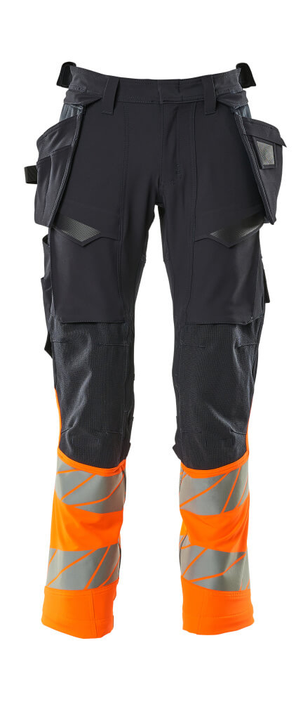 Mascot Accelerate Safe Trousers with Holster Pockets - Dark Navy/Hi-Vis Orange #colour_dark-navy-hi-vis-orange