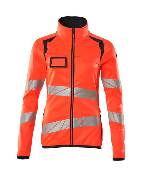 Mascot Accelerate Safe Ladies Microfleece Jacket with Zipper #colour_hi-vis-red-dark-navy