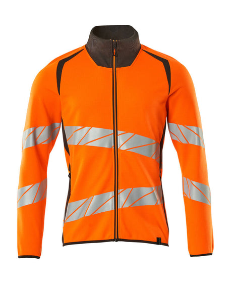 Mascot Accelerate Safe Modern Fit Zippered Sweatshirt #colour_hi-vis-orange-dark-anthracite