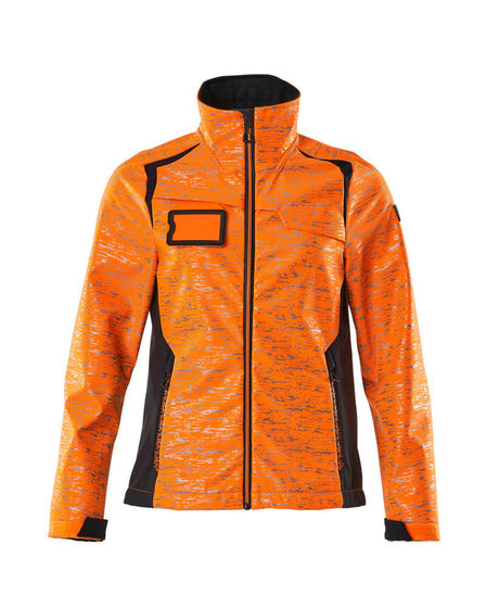 Mascot Accelerate Safe Ladies Fit Softshell Jacket with Reflectors #colour_hi-vis-orange-dark-navy