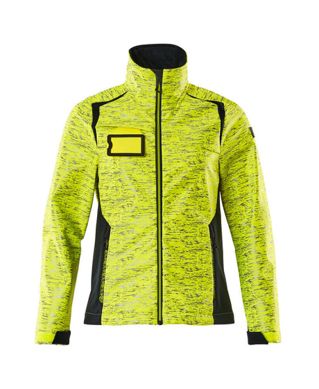 Mascot Accelerate Safe Ladies Fit Softshell Jacket with Reflectors #colour_hi-vis-yellow-dark-navy
