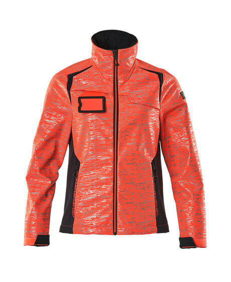 Mascot Accelerate Safe Ladies Fit Softshell Jacket with Reflectors #colour_hi-vis-red-dark-navy