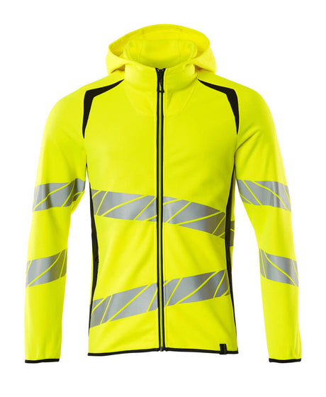 Mascot Accelerate Safe Hoodie with Zipper #colour_hi-vis-yellow-dark-navy