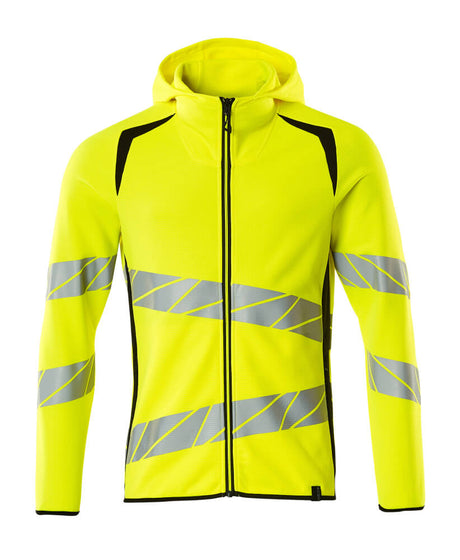 Mascot Accelerate Safe Hoodie with Zipper #colour_hi-vis-yellow-black