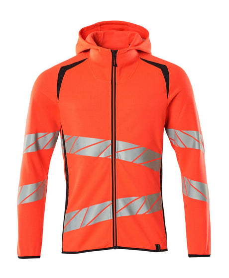 Mascot Accelerate Safe Hoodie with Zipper #colour_hi-vis-red-dark-navy