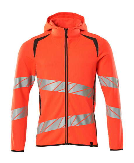 Mascot Accelerate Safe Hoodie with Zipper #colour_hi-vis-red-dark-anthracite