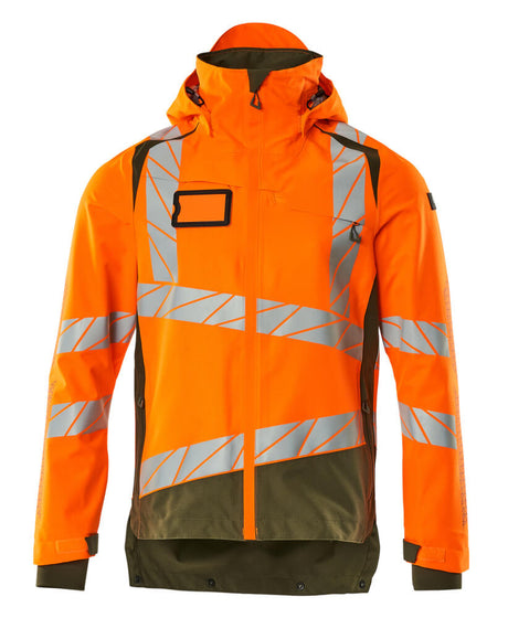 Mascot Accelerate Safe Lightweight Lined Outer Shell Jacket #colour_hi-vis-orange-moss-green