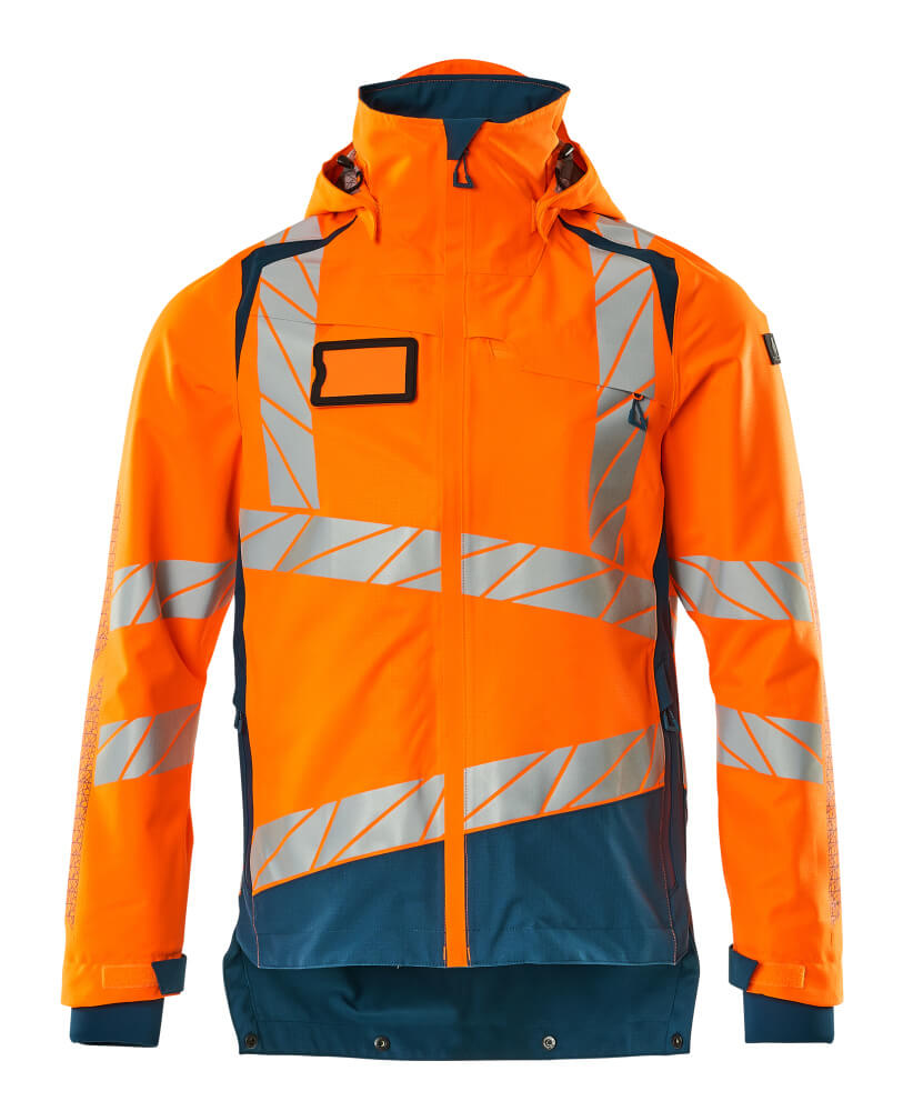 Mascot Accelerate Safe Lightweight Lined Outer Shell Jacket #colour_hi-vis-orange-dark-petroleum