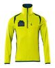 Mascot Accelerate Safe Microfleece Jacket with Half Zip #colour_hi-vis-yellow-dark-petroleum