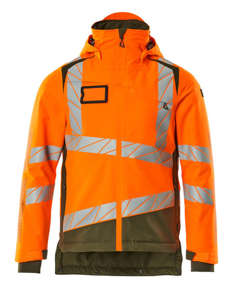Mascot Accelerate Safe Winter Jacket with CLIMascot #colour_hi-vis-orange-moss-green