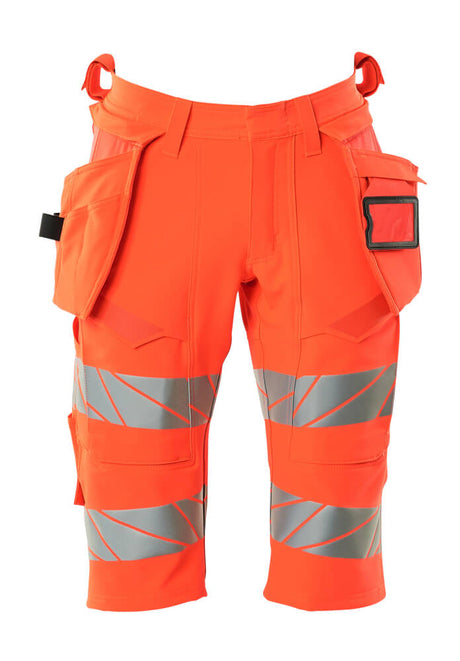 Mascot Accelerate Safe Stretch Shorts with Holster Pockets #colour_hi-vis-red