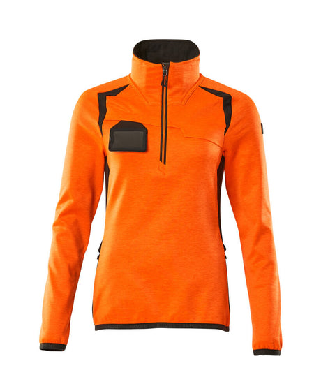 Mascot Accelerate Safe Ladies Half Zip Microfleece #colour_hi-vis-orange-dark-anthracite