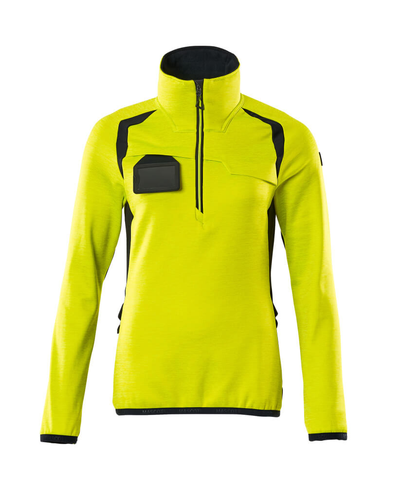 Mascot Accelerate Safe Ladies Half Zip Microfleece #colour_hi-vis-yellow-dark-navy