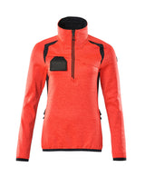 Mascot Accelerate Safe Ladies Half Zip Microfleece #colour_hi-vis-red-dark-navy