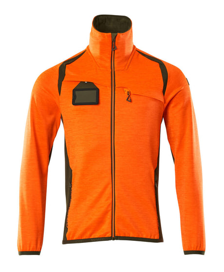 Mascot Accelerate Safe Microfleece Jacket with Half Zip #colour_hi-vis-orange-moss-green