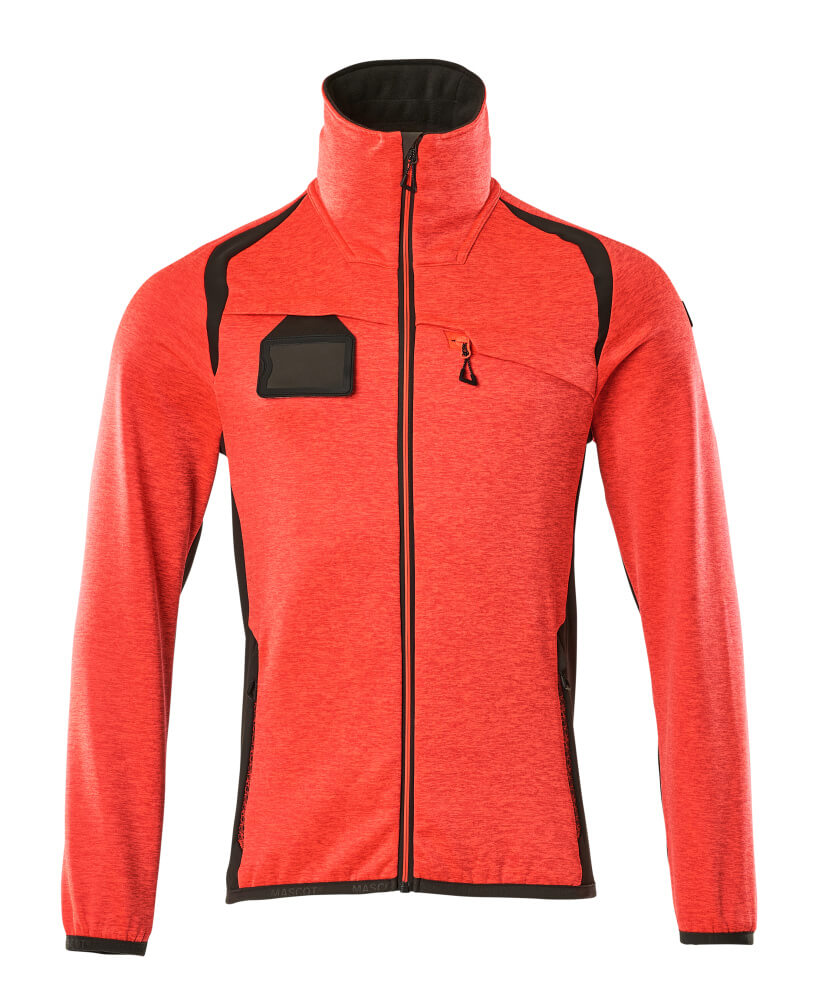 Mascot Accelerate Safe Microfleece Jacket with Half Zip #colour_hi-vis-red-dark-anthracite