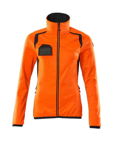 Mascot Accelerate Safe Ladies Microfleece Jacket with Zipper #colour_hi-vis-orange-dark-navy