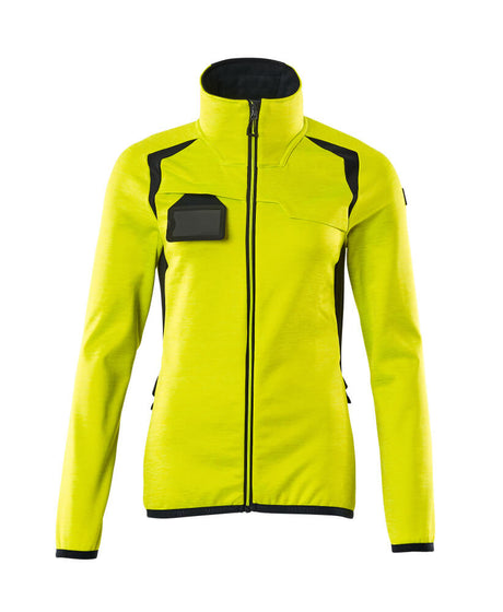 Mascot Accelerate Safe Ladies Microfleece Jacket with Zipper #colour_hi-vis-yellow-dark-navy