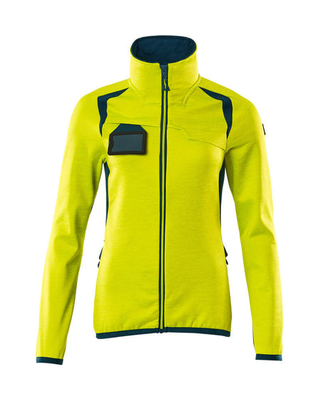 Mascot Accelerate Safe Ladies Microfleece Jacket with Zipper #colour_hi-vis-yellow-dark-petroleum