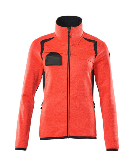 Mascot Accelerate Safe Ladies Microfleece Jacket with Zipper #colour_hi-vis-red-dark-navy