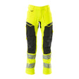 Mascot Accelerate Safe Trousers with Kneepad Pockets - Hi-Vis Yellow/Black #colour_hi-vis-yellow-black