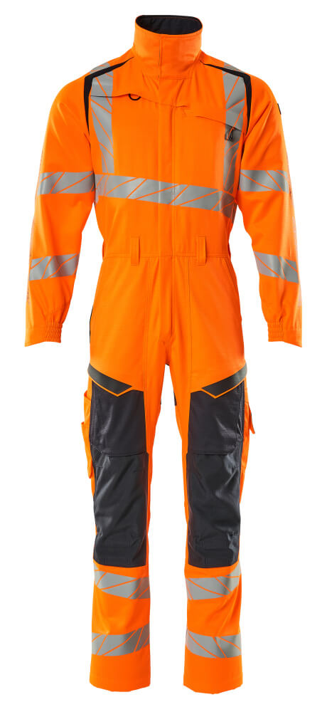 Mascot Accelerate Safe Boilersuit with Kneepad Pockets #colour_hi-vis-orange-dark-navy