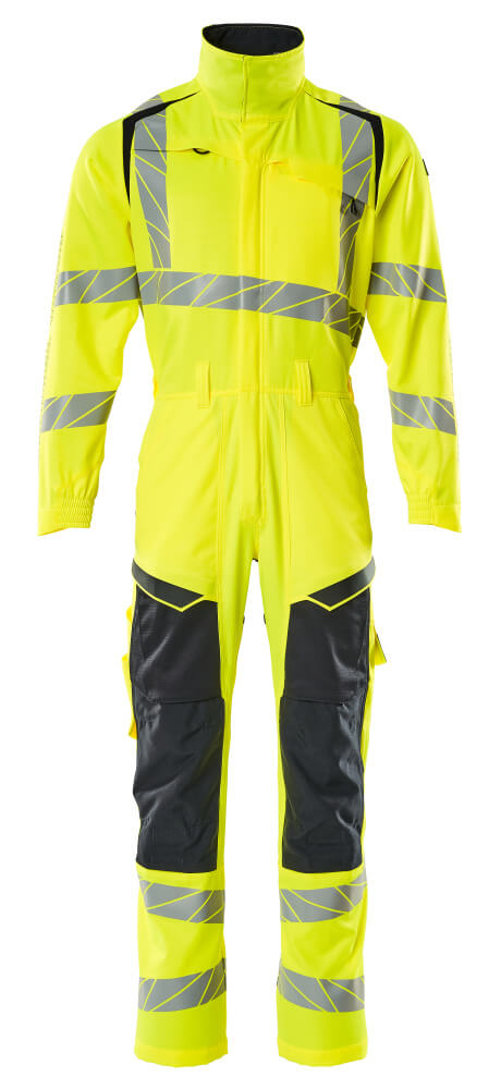 Mascot Accelerate Safe Boilersuit with Kneepad Pockets #colour_hi-vis-yellow-dark-navy