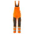 Mascot Accelerate Safe Bib & Brace with Kneepad Pockets - Hi-Vis Orange/Dark Anthracite #colour_hi-vis-orange-dark-anthracite