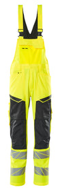 Mascot Accelerate Safe Bib & Brace with Kneepad Pockets - Hi-Vis Yellow/Black #colour_hi-vis-yellow-black