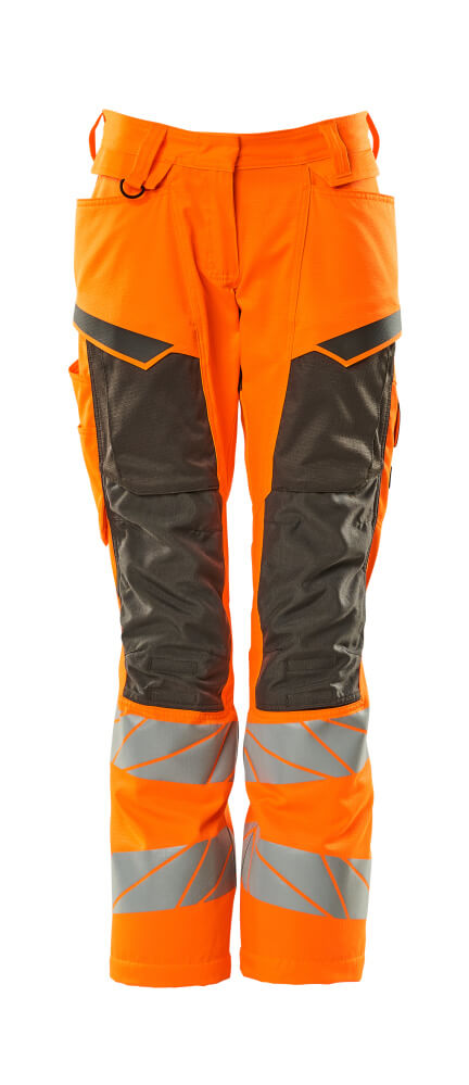 Mascot Accelerate Safe Ladies Diamond Fit Trousers with Kneepad Pockets #colour_hi-vis-orange-grey