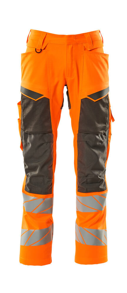 Mascot Accelerate Safe Trousers with Kneepad Pockets - Hi-Vis Orange/Dark Anthracite #colour_hi-vis-orange-dark-anthracite