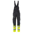 Mascot Accelerate Safe Bib & Brace with Kneepad Pockets #colour_dark-navy-hi-vis-yellow