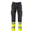 Mascot Accelerate Safe Trousers with Kneepad Pockets - Dark Navy/Hi-Vis Yellow #colour_dark-navy-hi-vis-yellow