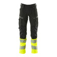 Mascot Accelerate Safe Trousers with Kneepad Pockets #colour_black-hi-vis-yellow