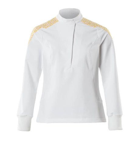 Mascot Food & Care Ladies Fit Ultimate Stretch Smock #colour_white-curry-gold