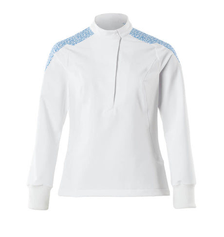 Mascot Food & Care Ladies Fit Ultimate Stretch Smock #colour_white-azure-blue