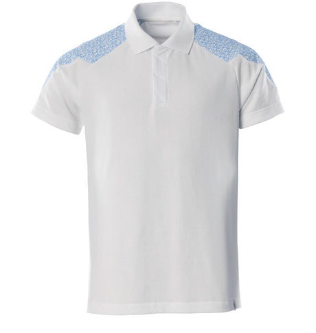 Mascot Food & Care Polo Shirt #colour_white-azure-blue