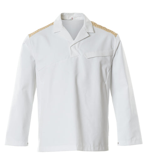Mascot Food & Care Smock #colour_white-curry-gold