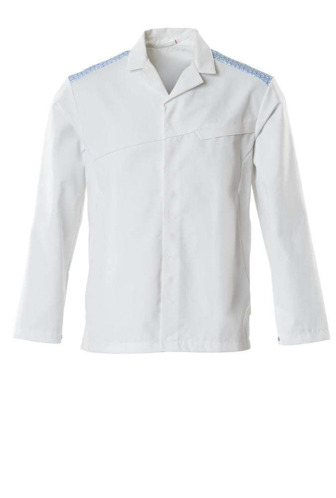 Mascot Food & Care Jacket #colour_white-azure-blue