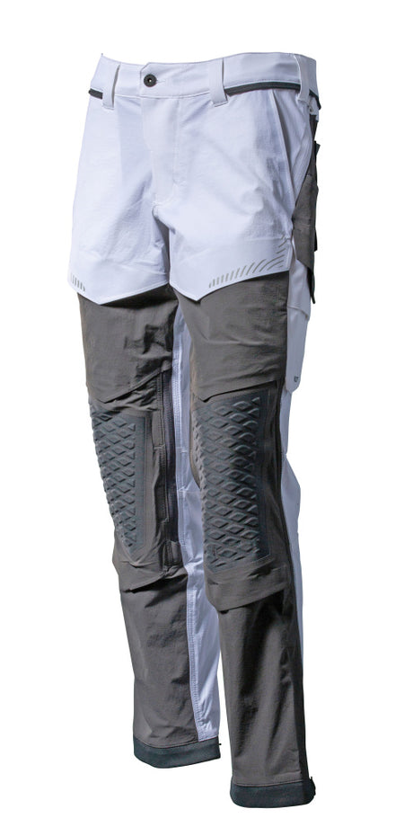 Mascot Customized Stretch Trousers with Kneepad Pockets #colour_white-stone-grey