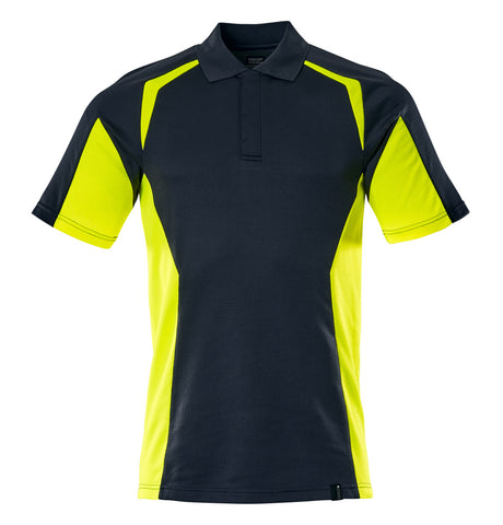 Mascot Accelerate Safe Modern Fit Polo Shirt #colour_dark-navy-hi-vis-yellow