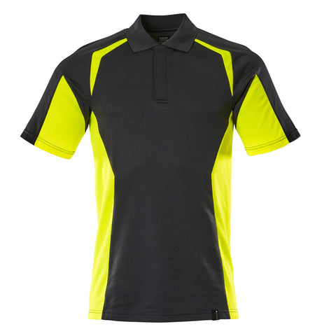 Mascot Accelerate Safe Modern Fit Polo Shirt #colour_black-hi-vis-yellow